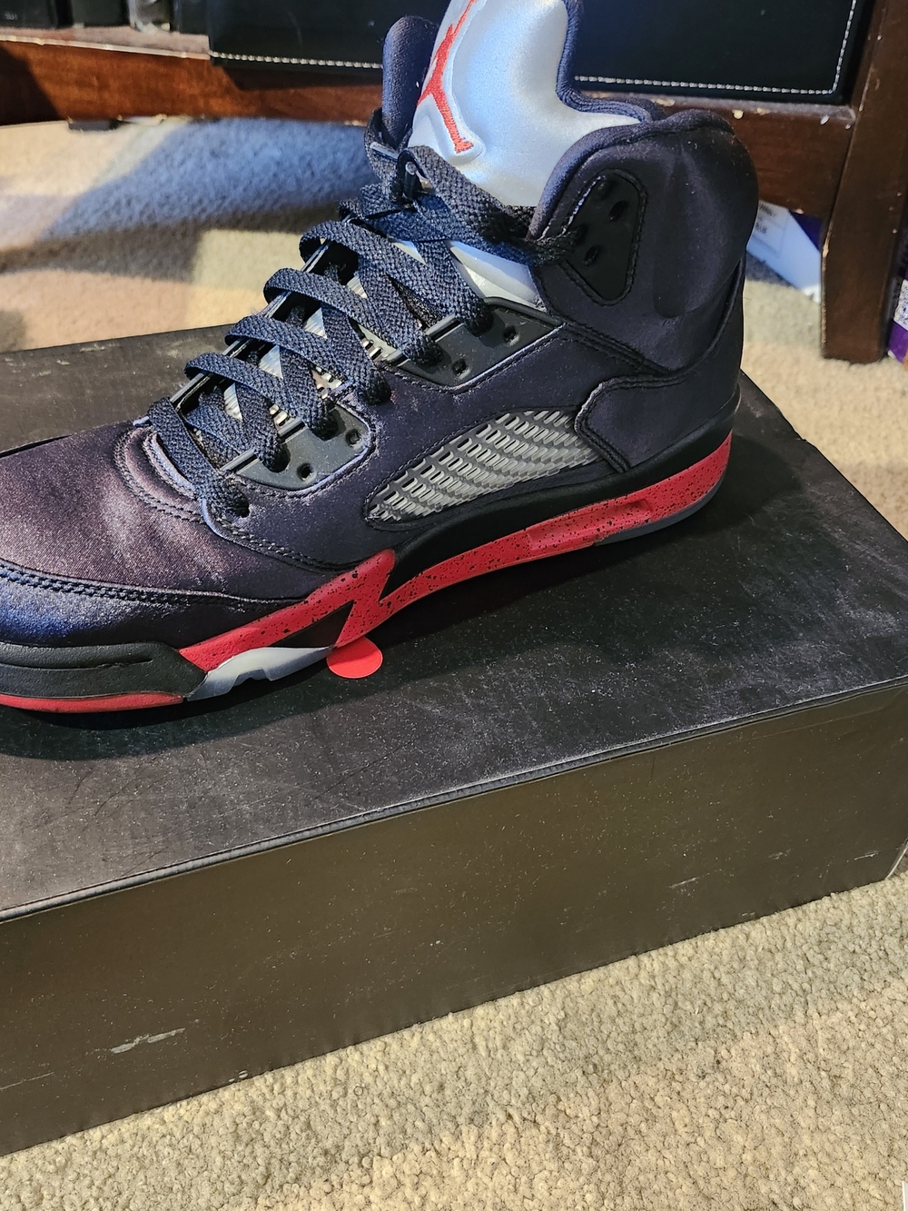 Jordan Air High-Top Sneakers in Black and Red